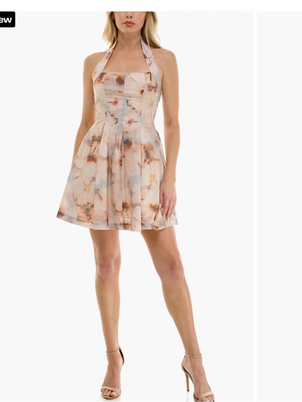 Socialite Halter Mini Dress in Blush Floral